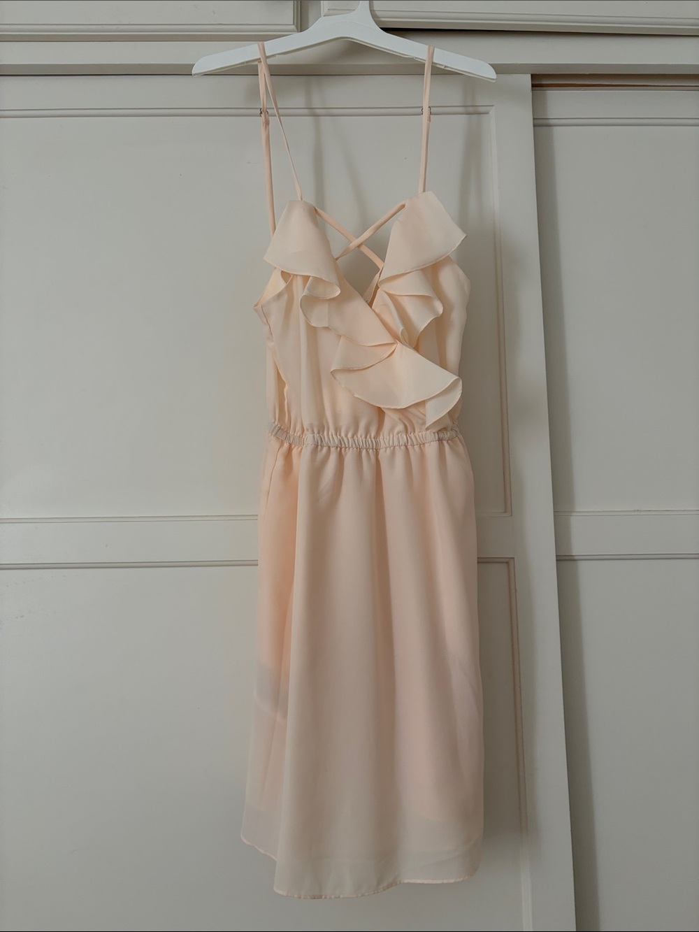 BCBGeneration Pale Peach Ruffle Chiffon Mini Dress